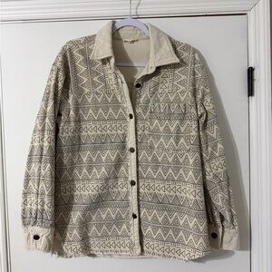 LA MIEL Cream Button-Up Jacket Southwestern Shacket